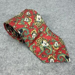 Disney Mickey Mouse Balancine Save The Children Paisley Red Silk Tie 53in
